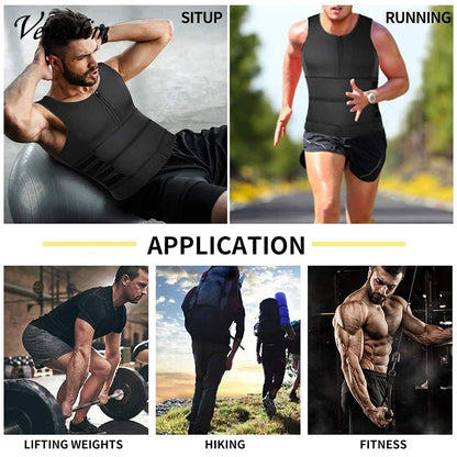 Men Body Shaper Waist Trainer Vest Slimming Shirt Sauna Sweat Compression Undershirt Shapewear Fat Burner Workout Tops