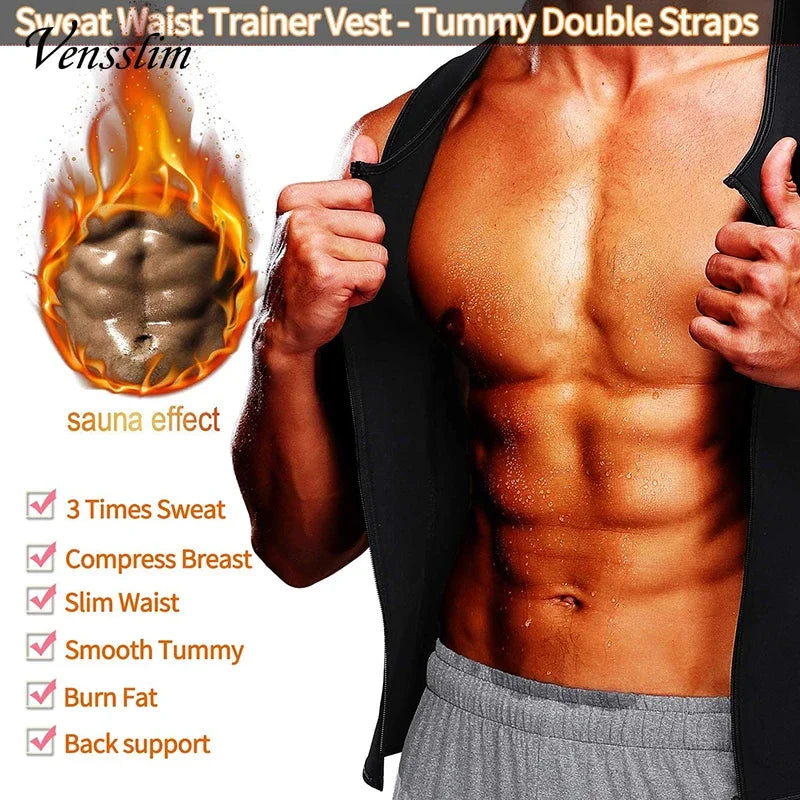 Men Body Shaper Waist Trainer Vest Slimming Shirt Sauna Sweat Compression Undershirt Shapewear Fat Burner Workout Tops