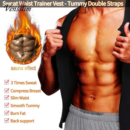 Men Body Shaper Waist Trainer Vest Slimming Shirt Sauna Sweat Compression Undershirt Shapewear Fat Burner Workout Tops